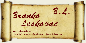 Branko Leskovac vizit kartica